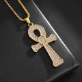 Shining Iced Out Ancient Egyptian God Eye of Horus Cross Pendant Necklace for Men and Women Hip Hop Trendy Amulet