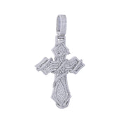 Iced Out Barbed Wire Cross Pendant Necklace — Silver