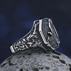 Amulet 2023 New 316L Stainless Steel Norse Mythology Flying Eagle Ring For Man Women Viking Pattern Jewelry Party Gift