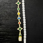 Star Tennis Bracelet Iced Out Colorful CZ