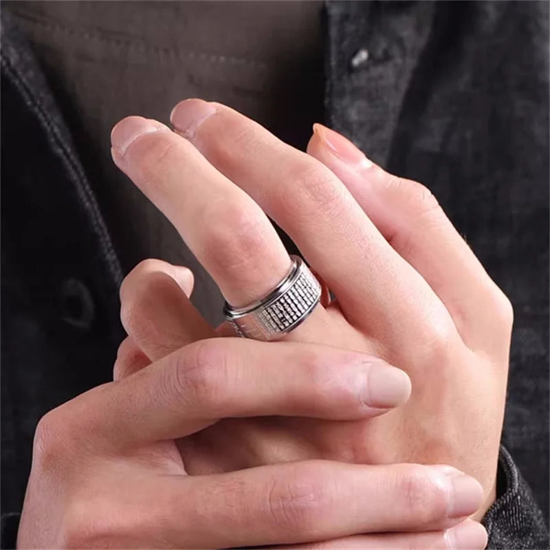 Prajnaparamita Heart Sutra Rotatable Double Layer Ring