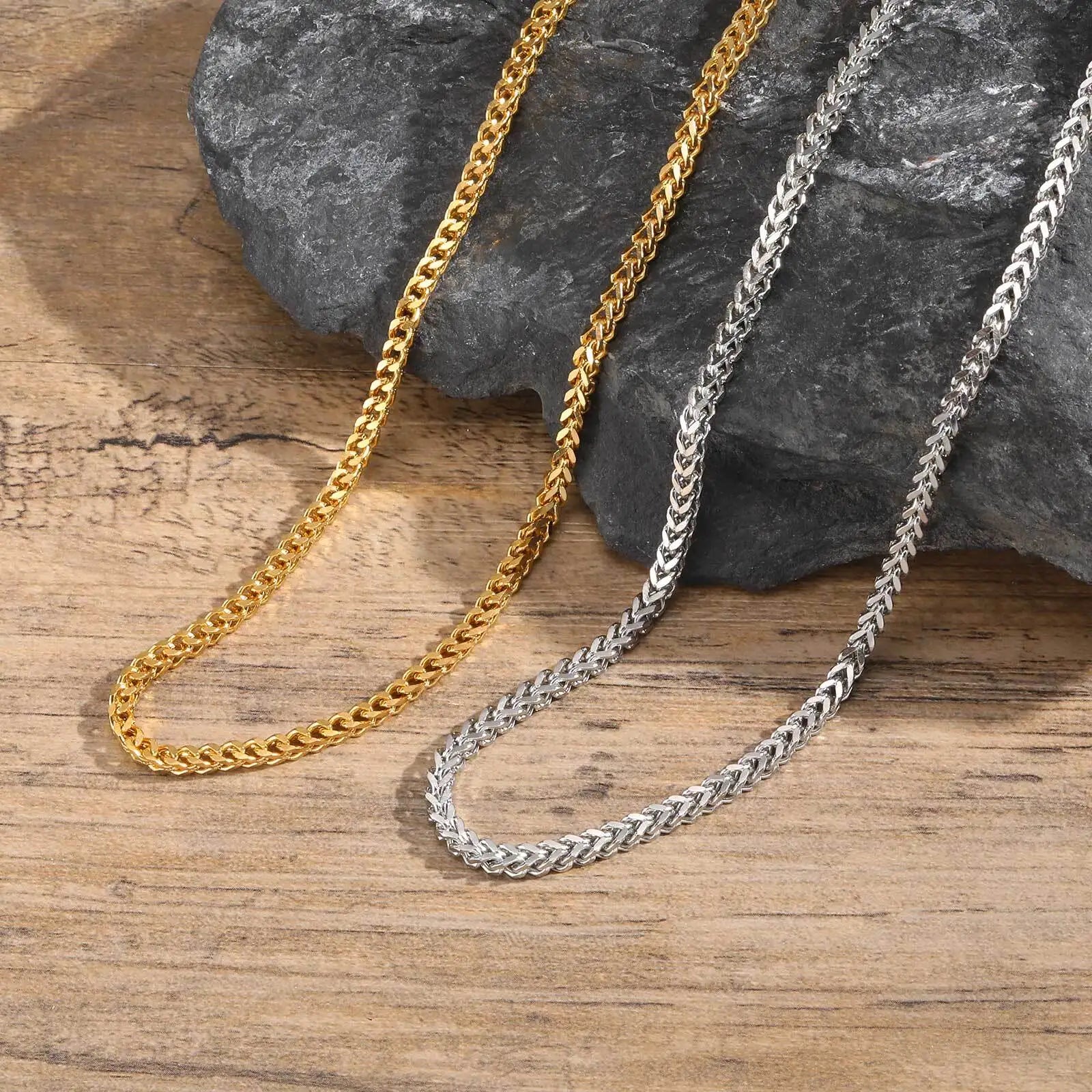 Gold Franco Chain Necklace 3mm — Stainless Steel
