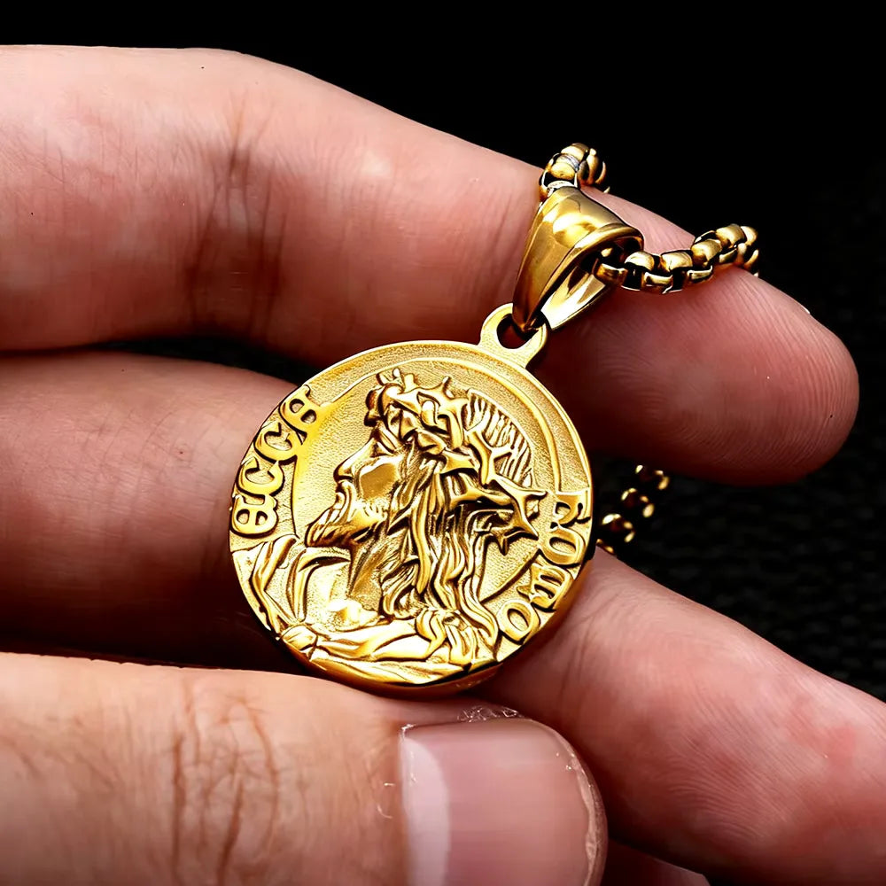 Jesus Portrait Pendant Necklace 316L Stainless Steel Christian Medal Necklaces For Men Women Jewelry Gift Dropshipping
