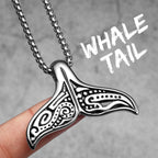 Retro Viking Whale Tail Men Necklace With Pendant Stainless Steel Jewelry For Male Women Punk Carving Accessories Gift Wholesale