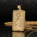 22 Style Classic Tarot Card Pendant Necklace Double Sided Zircon Tarot Necklace Major Arcana Empress Sun Star Sign