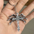 Retro Gothic Jesus Wings Cross Pendant Necklace Jewelry for Men Women Large Vintage Dark Punk Religious Amulet