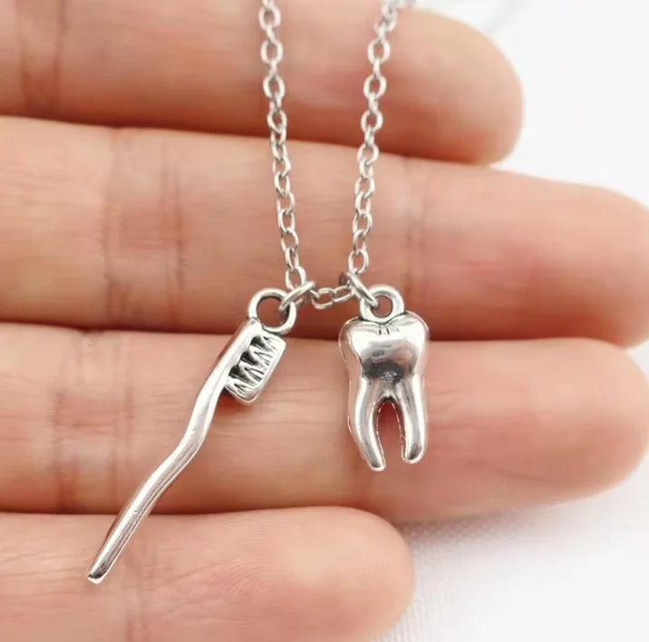 Cute Dentisit Medicine Tooth Teeth Molar Pendant Long Chain Collar Necklaces Doctor Gift Jewelry Supplies