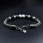 Tiger Eye Beaded Bracelet — Stainless Steel