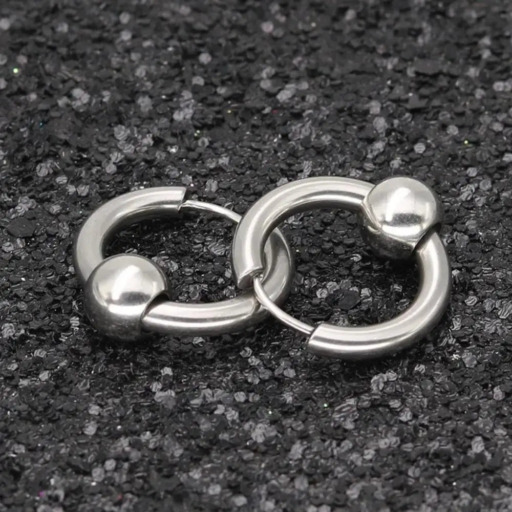 1 Pair Hoop Earrings Circle 8mm-16mm 316L Stainless Steel With Ball Earrings Piercing Plating No Fade Allergy Free For