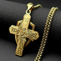Archangel St.Michael Protect Us Shield Celtic Knot Cross Pendant Necklace Stainless Steel Saint Michael Amulet Chain