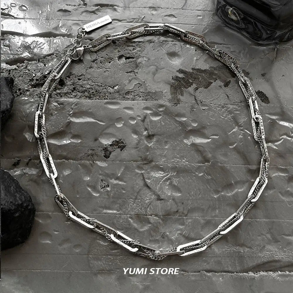 Textured Wrapped Choker Necklace — Stainless Steel