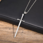 Sword and Cross Dagger Pendant Necklace — Two-Tone