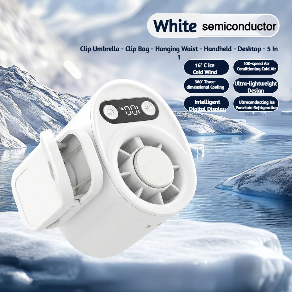 Semiconductor Cooling Clip on Fan Intelligent Digital Display 100 Adjustable Speeds Portable USB Desk Fan for Home