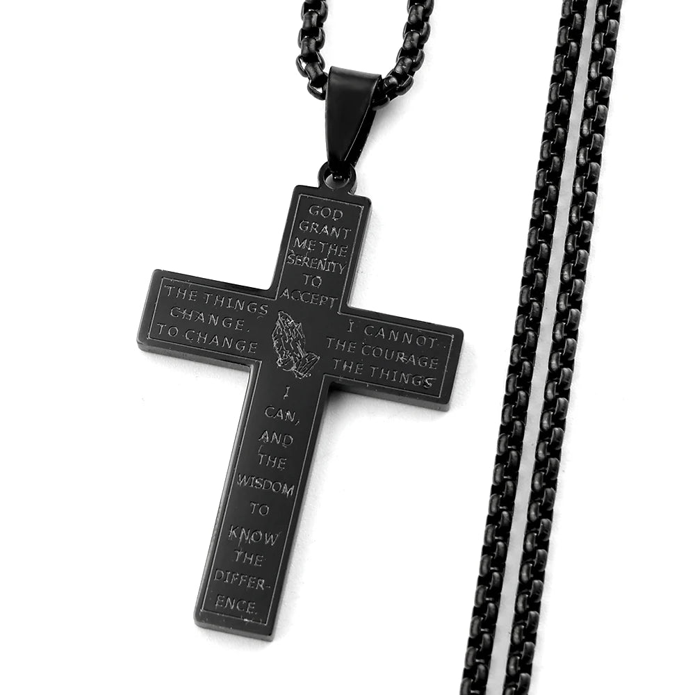 Jesus Cross Praying Hand Pendant — Gold