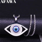 Hamsa Evil Eye Pendant Necklace — Stainless Steel