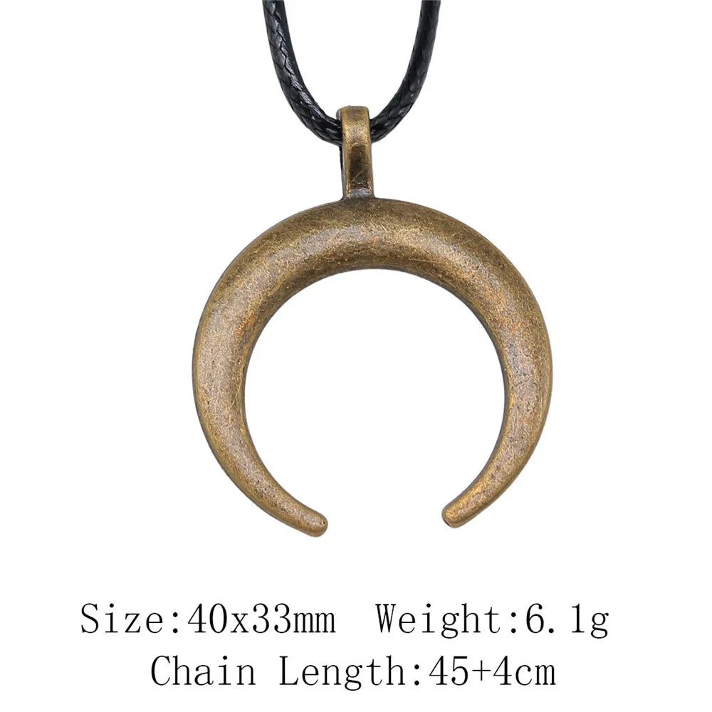 Witch Horn Crescent Moon Pendant — Stainless Steel