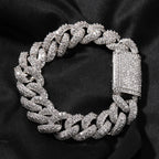 THE BLING KING 18mm Heavy Miami Cuban Chain Necklace Full Micro Paved Out Cubic Zirconia Bracelet Fashion Hiphop Jewelry