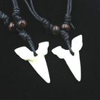 Imitation Yak Bone Shark Tooth Amulet Pendant Necklace