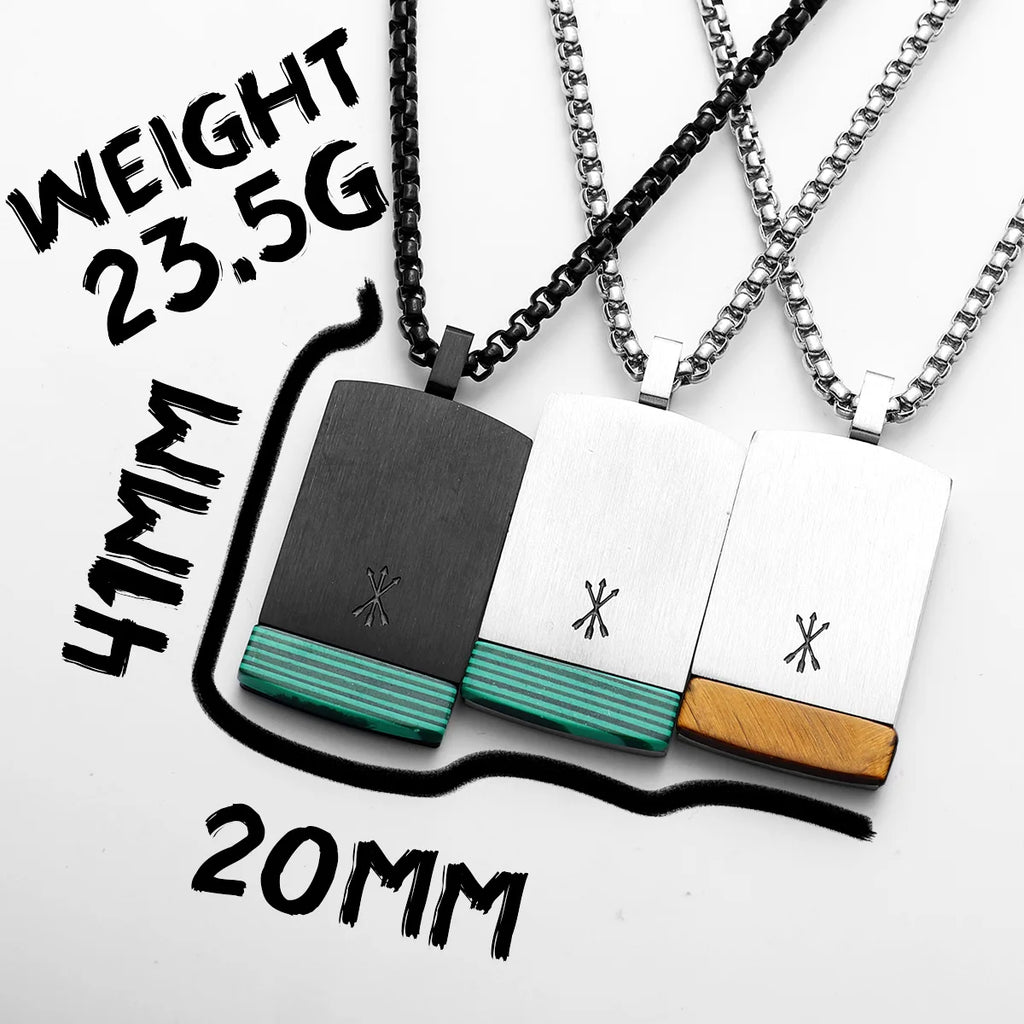 Arrow Tag Pendant Necklace — Stainless Steel