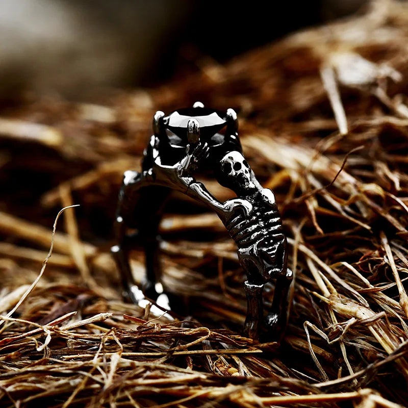 Skull Gemstone Ring — Stainless Steel