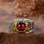 Thai Silver 925 Mens Rings Vintage Punk Style Hip Hop Pythons Snake Eye Unique Crafts Red Ring Opening Adjustable Fine Jewelry