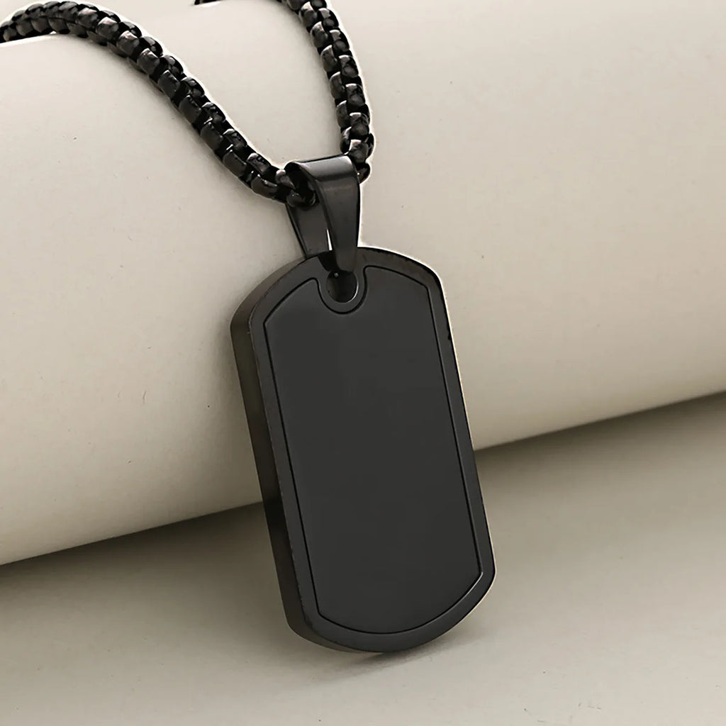 Personalized Military Dog Tag Necklace for Men, Stainless Steel Waterproof Hip Hop Pendant Box Chain