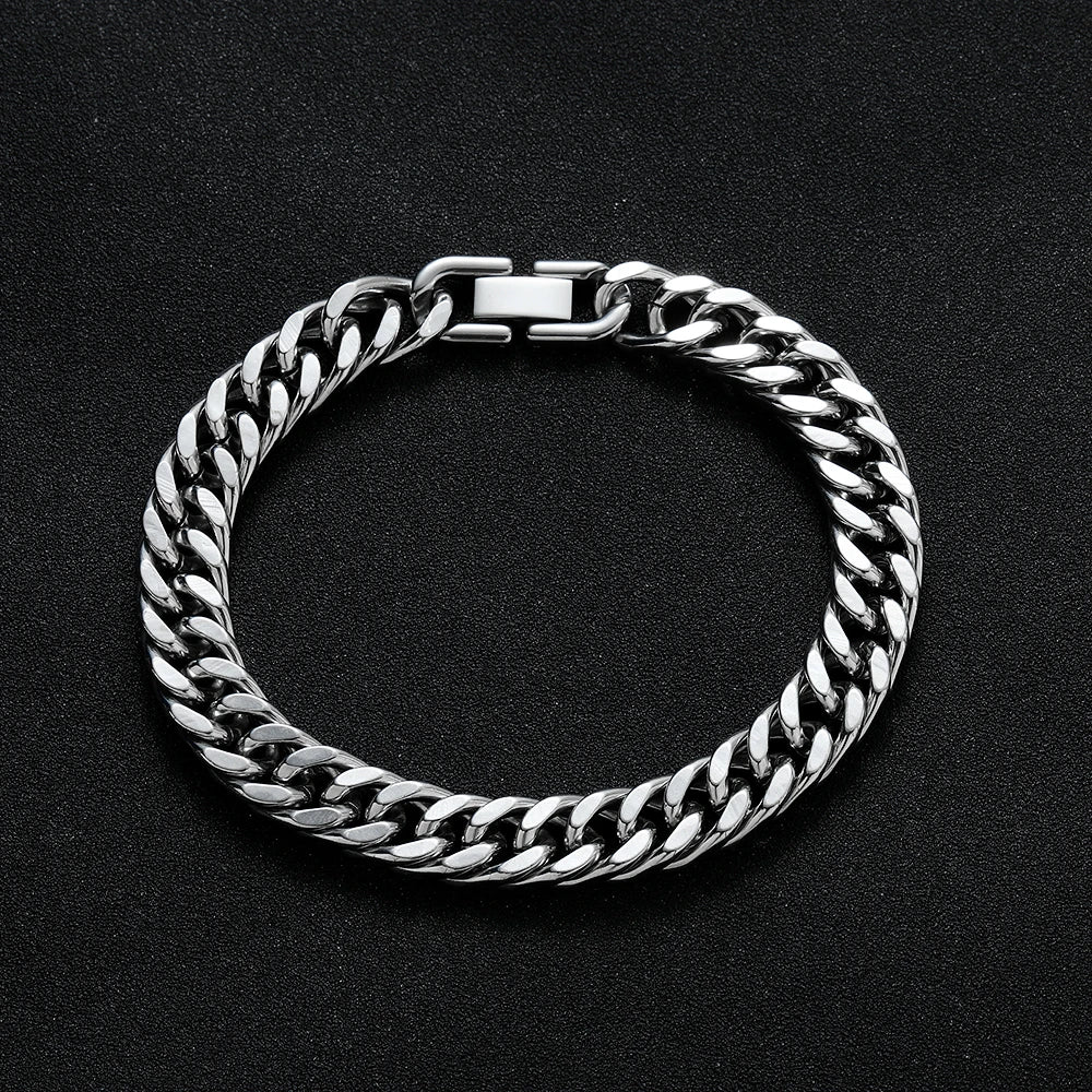 New Arrival Width 10MM 316L Stainless Steel Cuban Chain Bracelet For Men Fashion Hip Hop Party Accessories Boyfriend