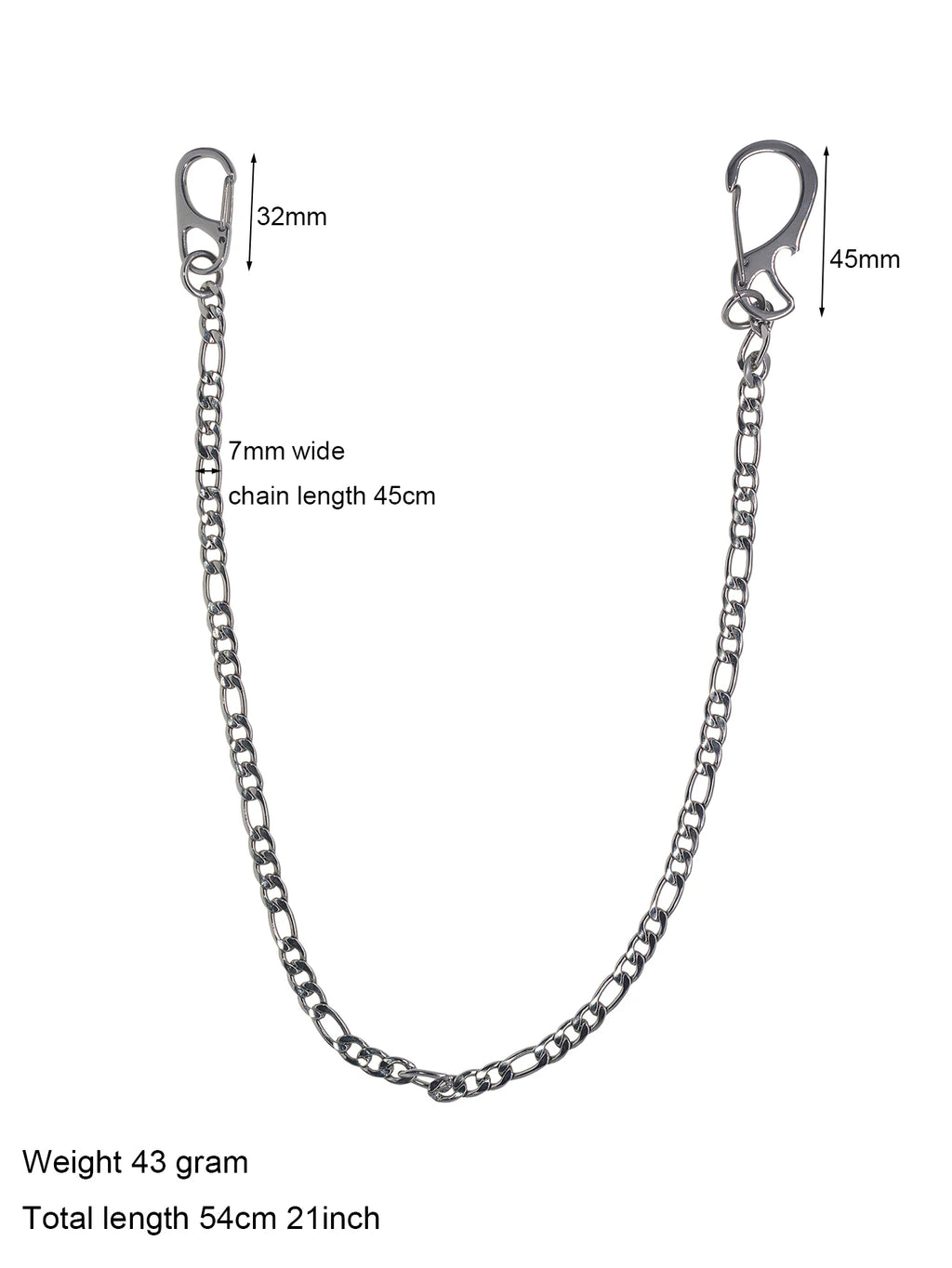 Figaro 3:1 Choker Necklace Jeans Chain 21 Inch — Stainless Steel