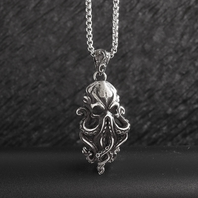 Vintage Cthulhu Mythos Octopus Sea Monster Pendant Necklace for Men Hip Hop Fashion Cool Jewelry Gift