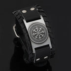 New Retro Wide Leather Nordic Rune of Odi Bracelet Men's Bracelet Celtic Viking Jewelry Bracelet Accessories Party Gifts