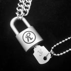 Luxury R Lock Necklace Punk Rock Buckle Pendant Necklace Female Trend Necklace For Women Men Girls Party Jewelry