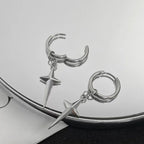 Punk Earring Mens Cross Single Spike Stainless Steel Stud Earrings Guys Jewelry Rock Hip Hop Party Jewelry Unisex