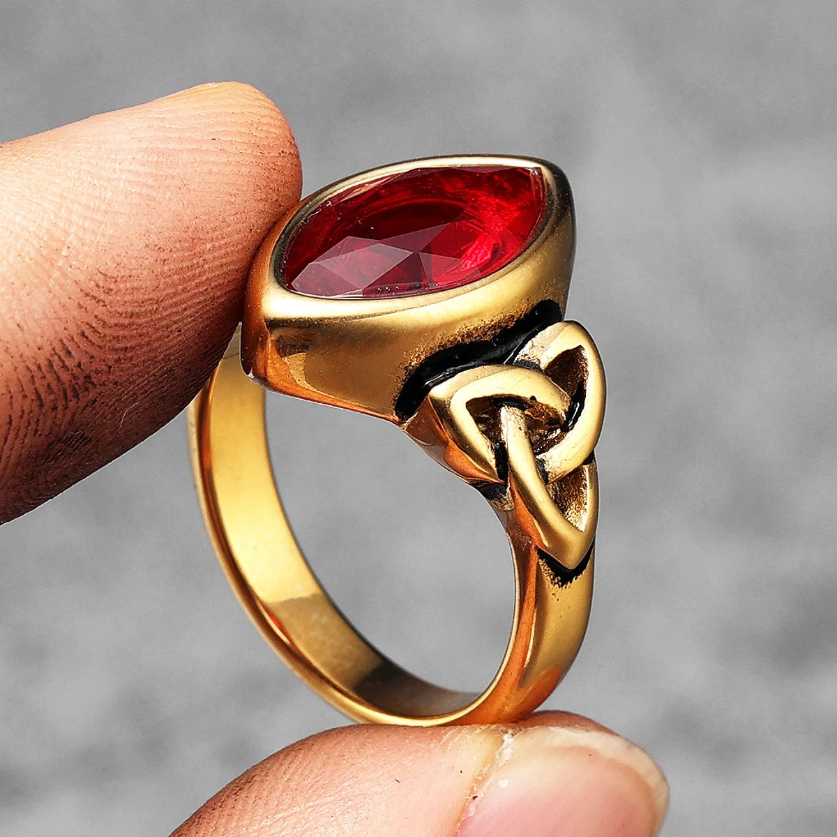 Celtic Knot Gemstone Ring — Stainless Steel
