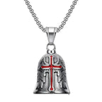 Pirate Skull Moto Bell Pendant Necklace — Gothic Motorcycle Rider