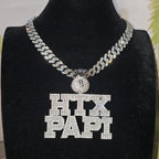 THE BLING KING Custom Money Bag Bail Varsity Letter Pendant With 12mm Cuban Chain Personalized Nameplate Necklace