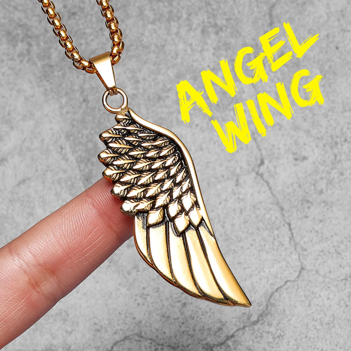 Angel Wing Pendant Necklace — Stainless Steel