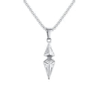 Blue Stone Geometric Pendant Necklace — Stainless Steel