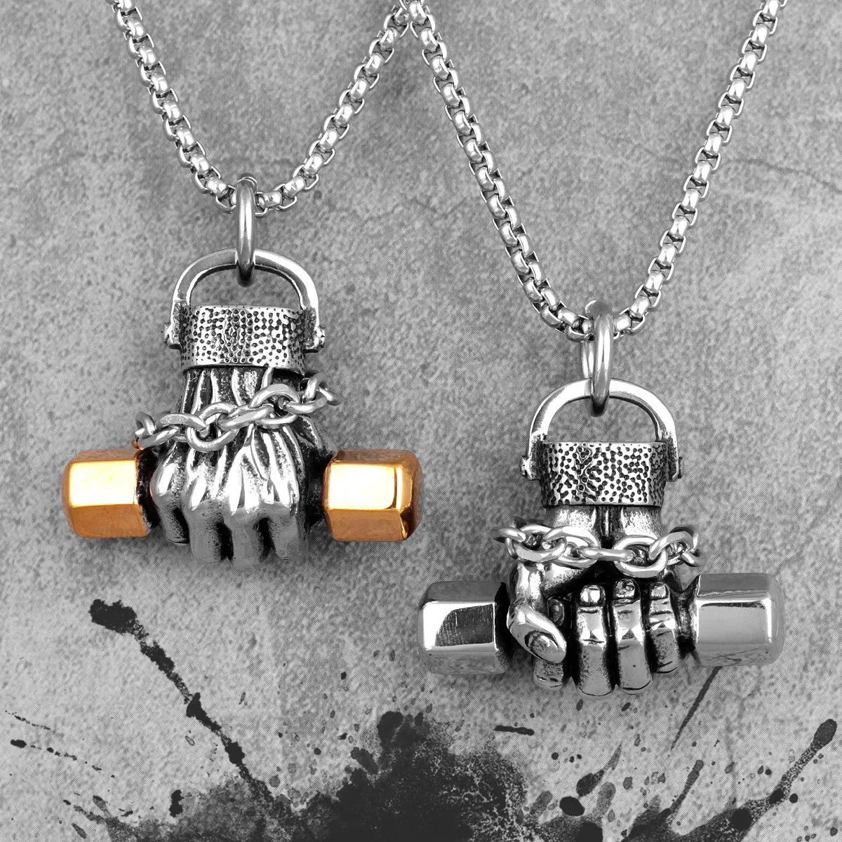 Fitness Fist Dumbbell Men Necklaces Pendants Chain Punk for Boyfriend Male Stainless Steel Jewelry Creativity Gift Wholesale