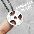 Dumbbell Pendant Necklace — Stainless Steel