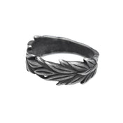 Wheat Ear Vintage Band Ring — Black Stainless Steel, Punk