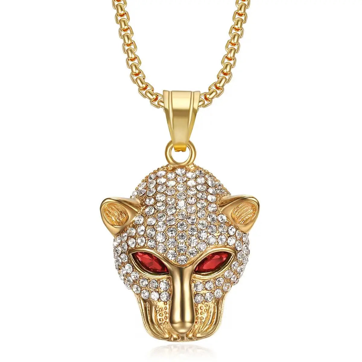 Vintage Leopard Head Pendant Necklace — Stainless Steel
