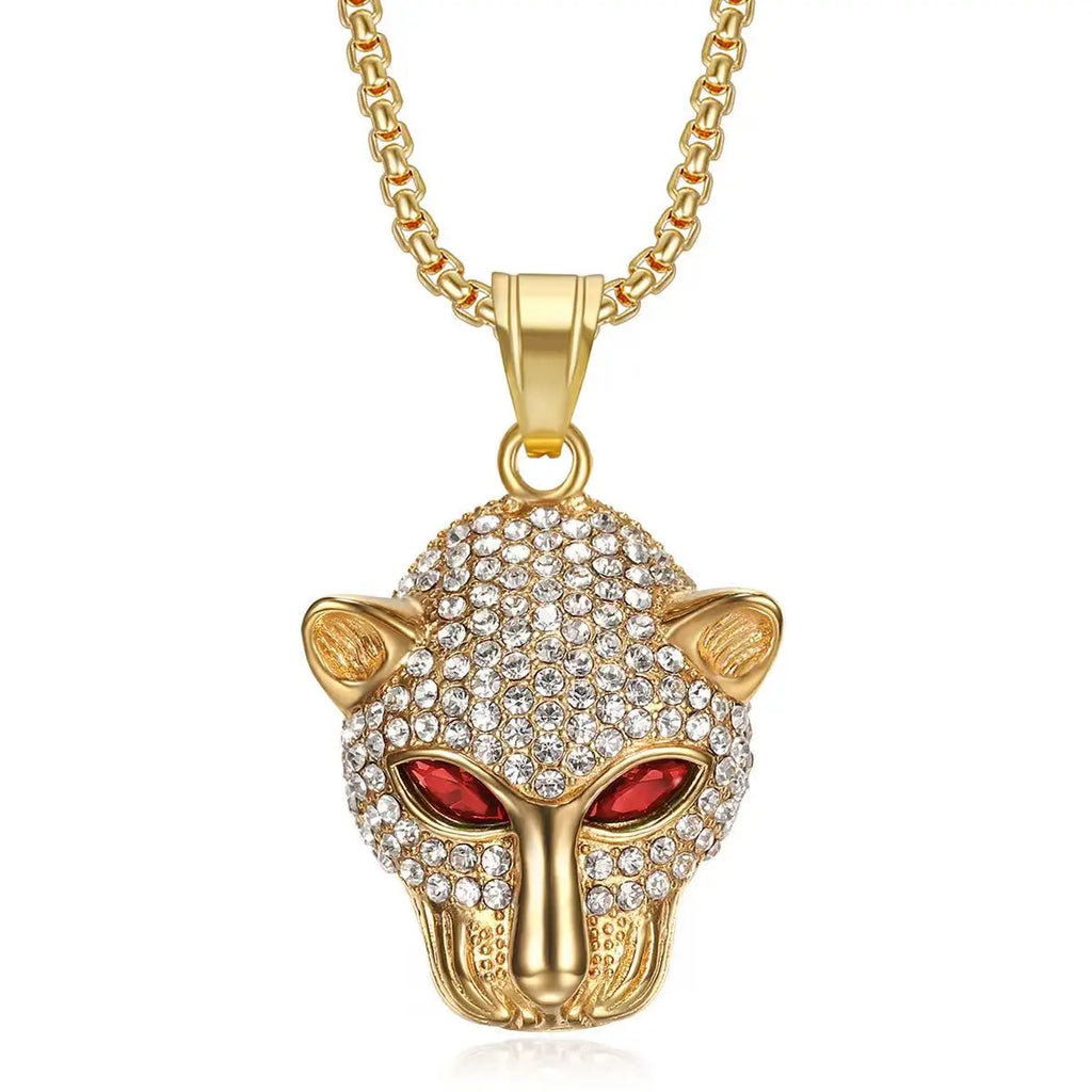 Vintage Stainless Steel Leopard Head Pendant Necklace Gothic Hip Hop Classic Animal Necklaces For Men Fashion Party Jewelry Gift