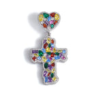 Cross Pendant Necklace Iced Out Colorful CZ