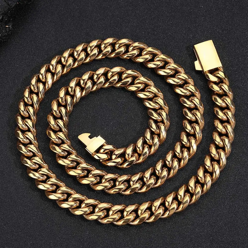 6mm 8mm 10mm 12mm Hip Hop Cuban Link Chain Necklace Fashion Jewelry Stainless Steel Chain For Men Gift Free Laser Name