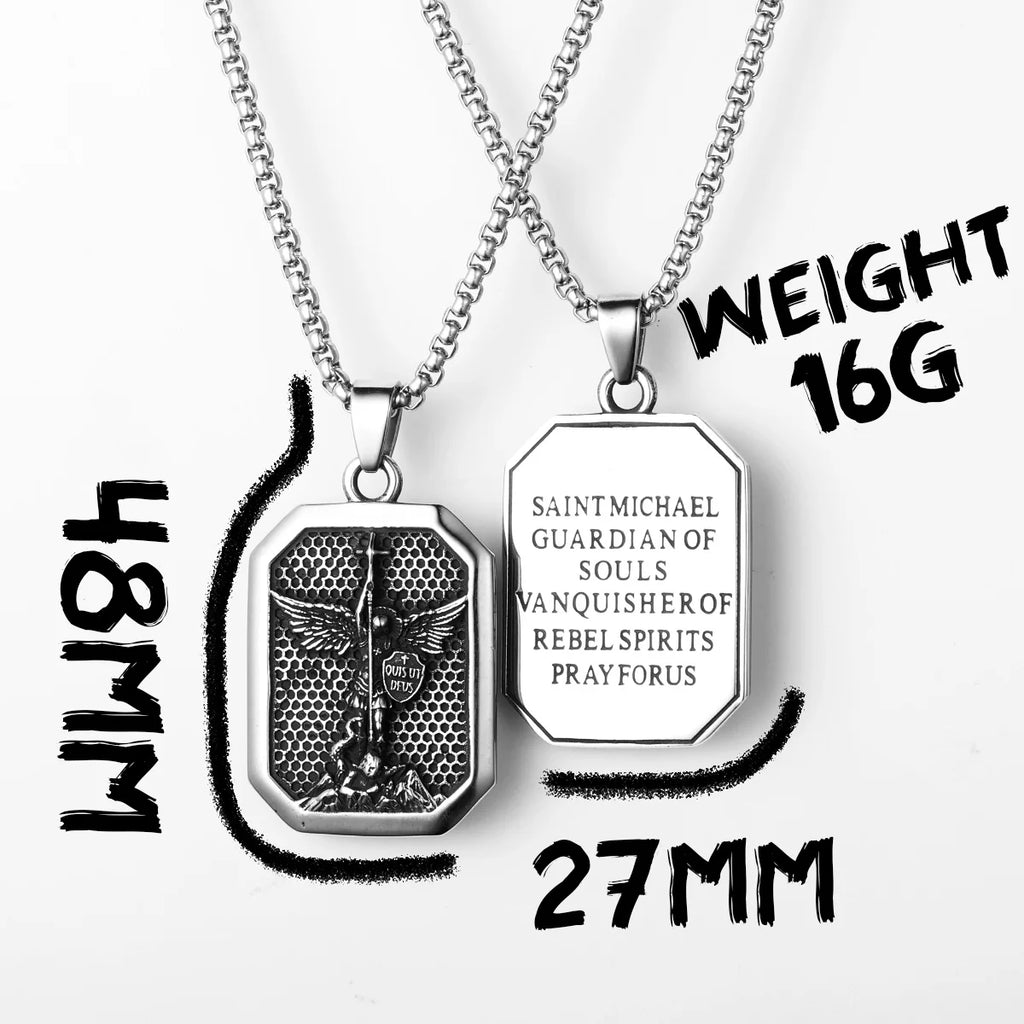 Archangel Michael Pendant Necklace Stainless Steel