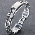 Punk Gothic Men's Bracelets With Skull Head Cuban Link Chain Man Bracelet for Men Stainless Steel Skeleton Jewelry