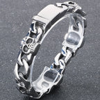 Punk Gothic Men's Bracelets With Skull Head Cuban Link Chain Man Bracelet for Men Stainless Steel Skeleton Jewelry