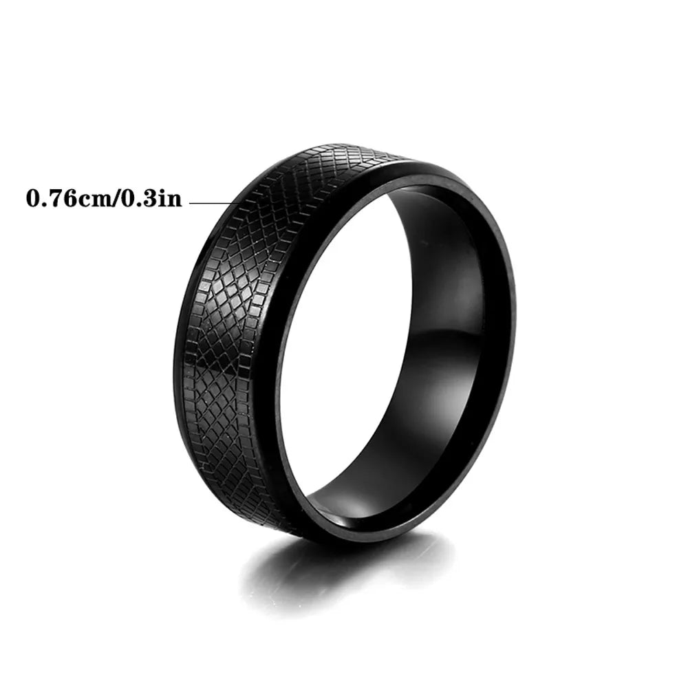 1Pcs European and American Punk Ring, Dark Plaid Snake Skin Texture Men's Ring, Trendy Hip-Hop Hand Accessory