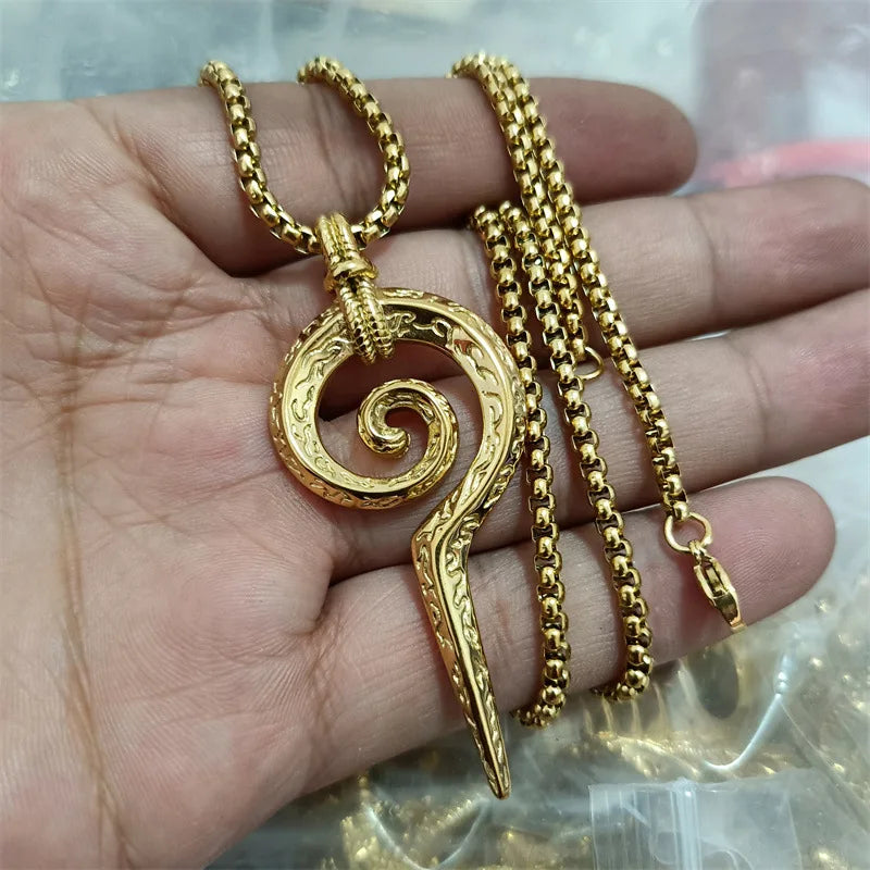 Egyptian Pharaoh Snake Staff Pendant — Stainless Steel