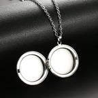 1Pc Stainless Steel Round Photo Frame Locket Pendant Necklace For Men Women S/M/L Mirror Polish Openable Memorial Chain Jewelry